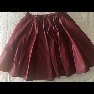 Faux leather ruffled skirt